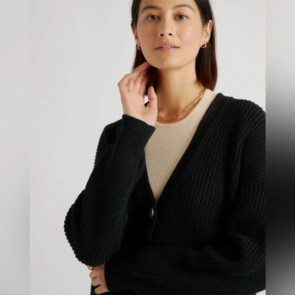 Quince Black Women's Cardigan Sweater - Picture 3 of 12